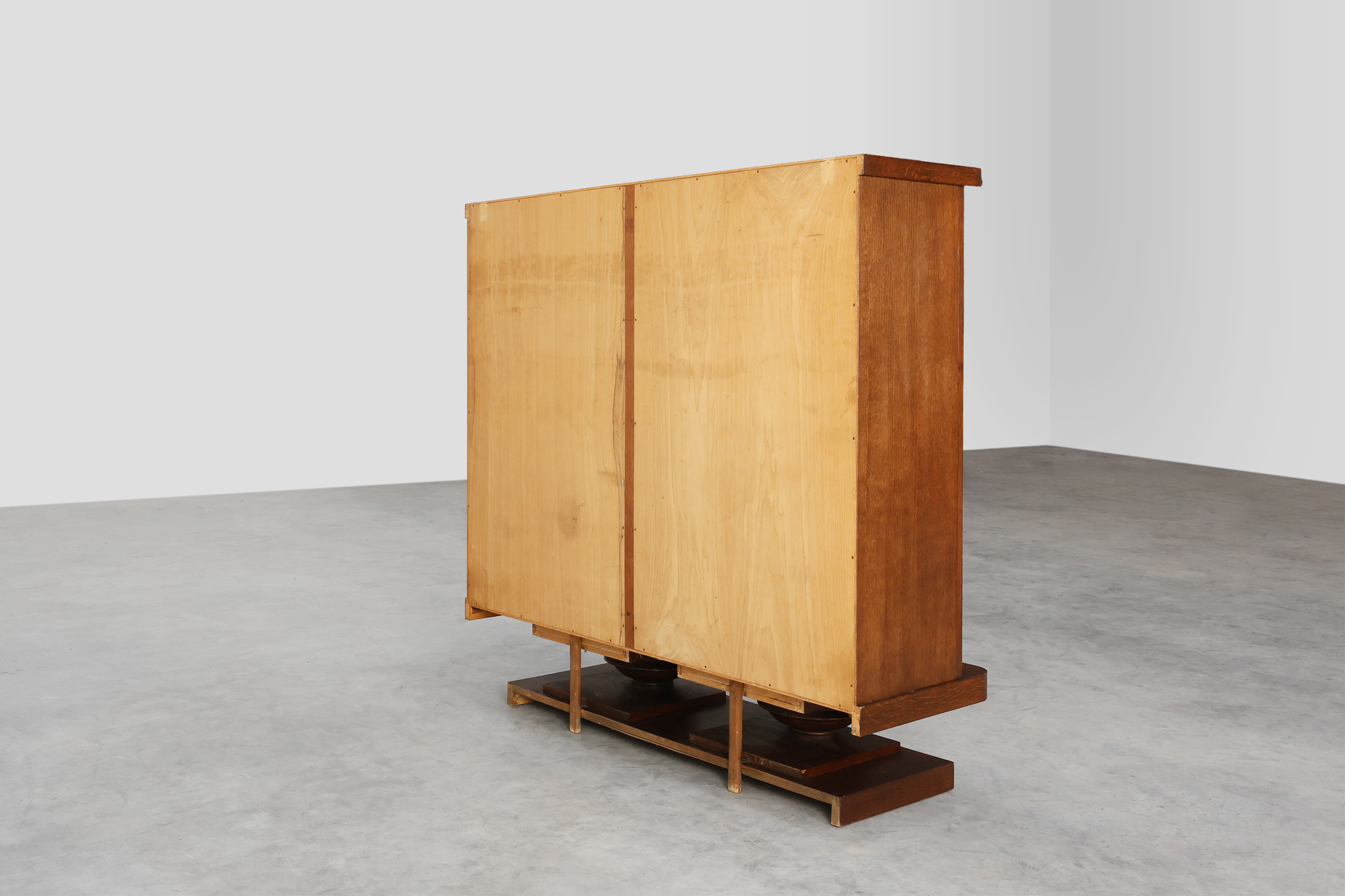 Art Deco Oak Cabinet with Sculptural Carving by Jacques Klein, France 1925 thumbnail